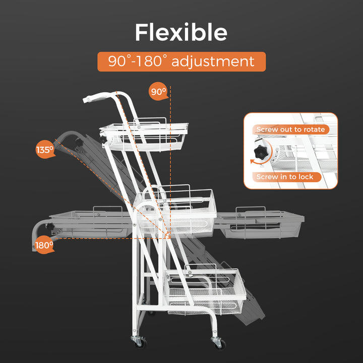 Levede 3 Tier Kitchen Trolley Cart Swivel 
