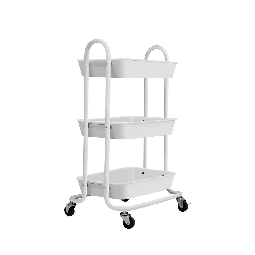 Levede 3 Tiers Kitchen Storage Trolley White.