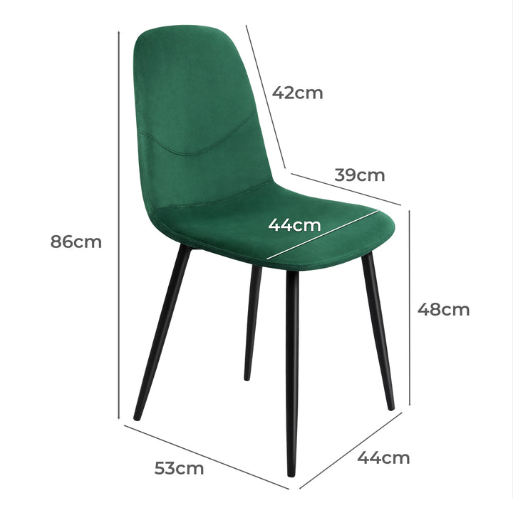 2x Dining Chairs Kitchen Eames Accent Chair Lounge Velvet Padded Green