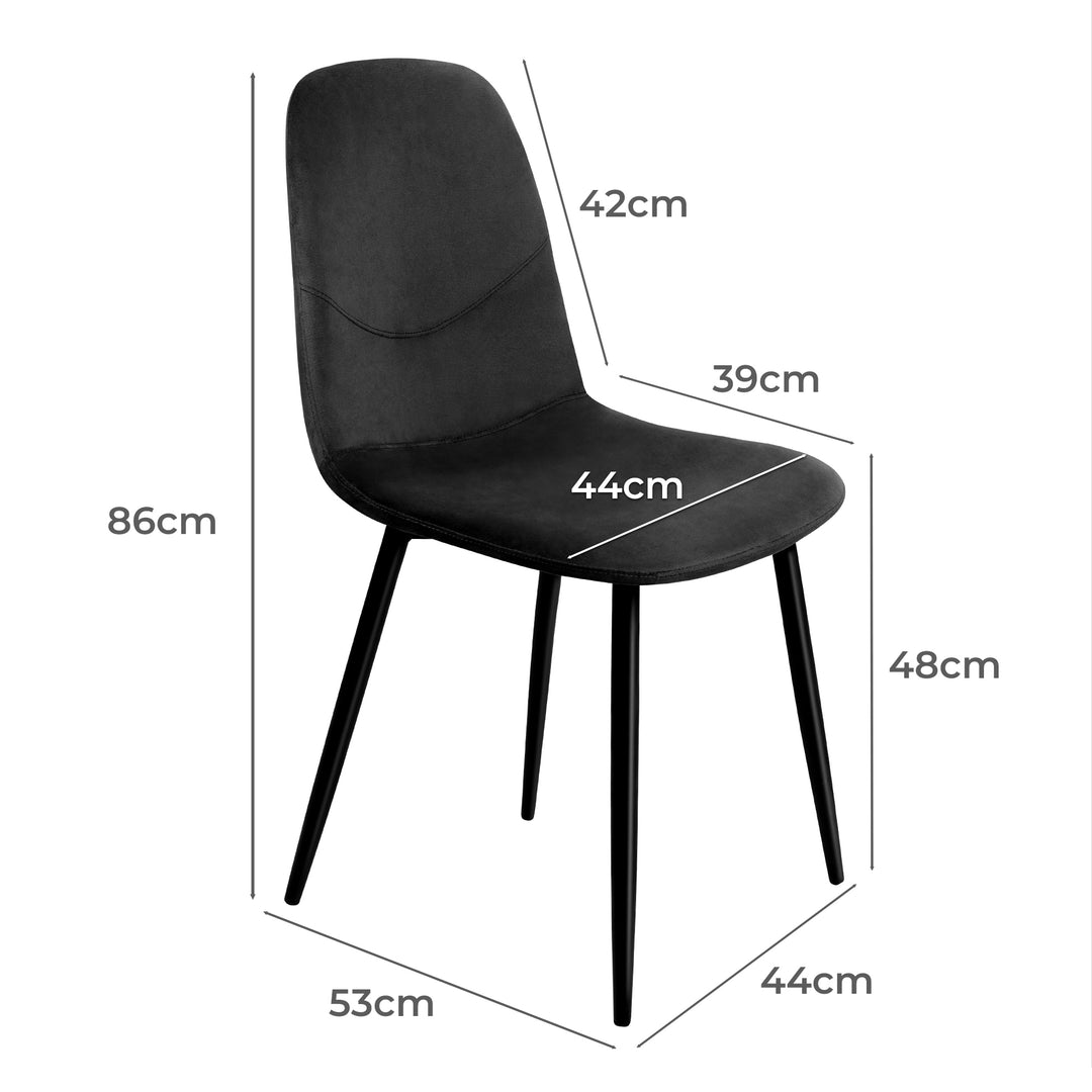2x Dining Chairs Kitchen Eames Accent Chair Lounge Velvet Padded Black