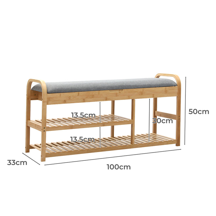 Bamboo Shoe Rack Bench Entryway Seat
