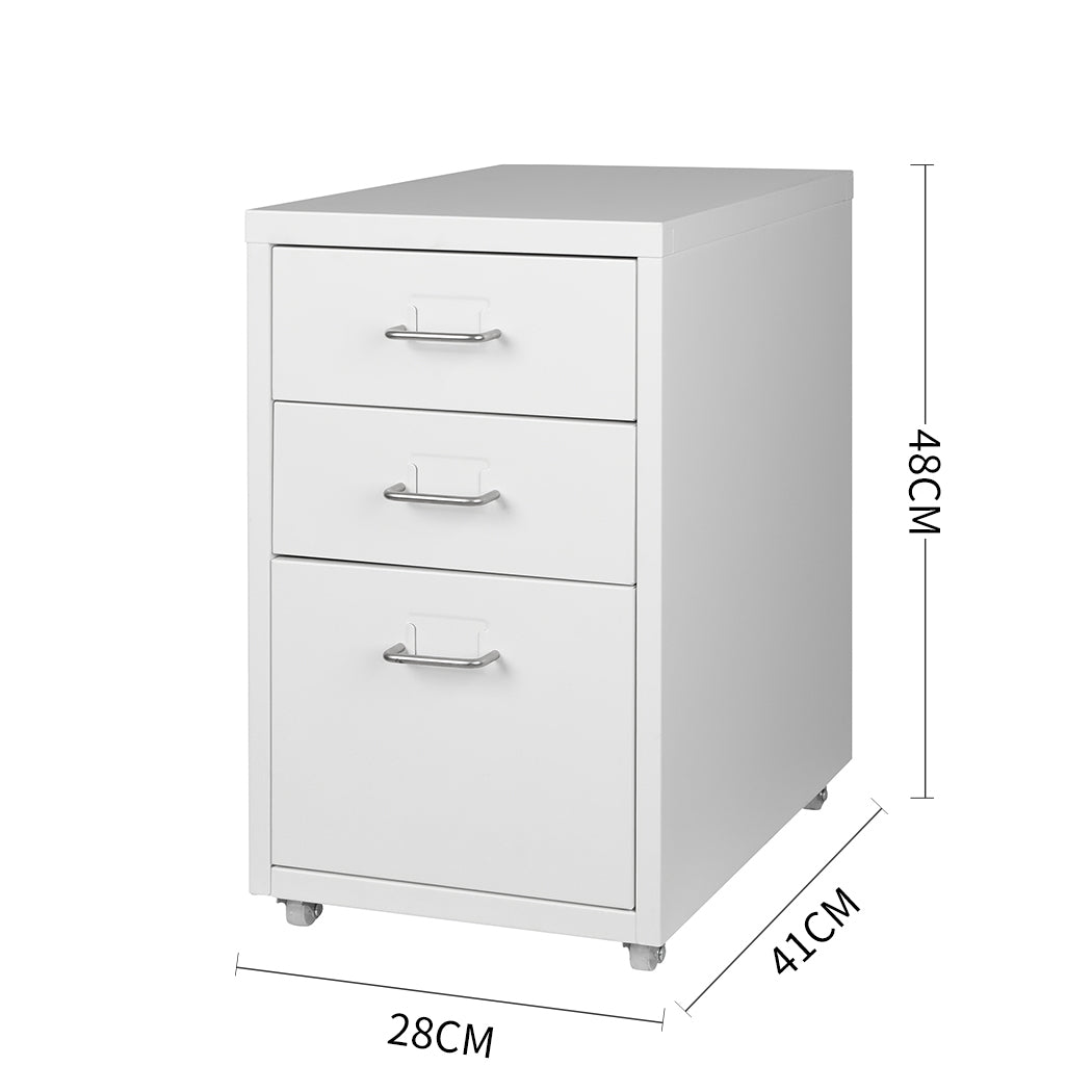 Levede 3 Drawer Office Drawers Cabinet White-1831592710352539650