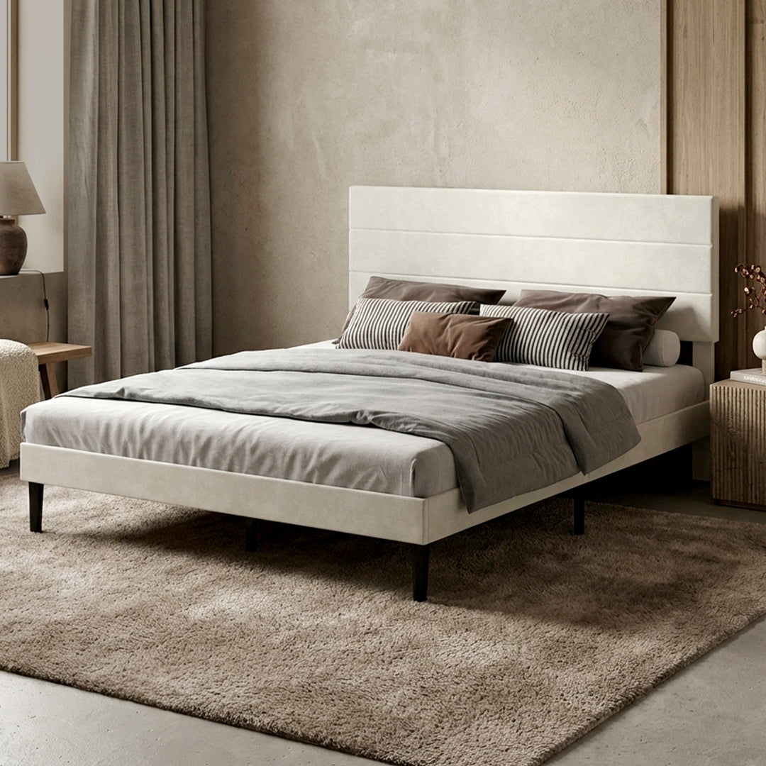 Bed Frame Upholstered Adjustable Headboard Mattress Base