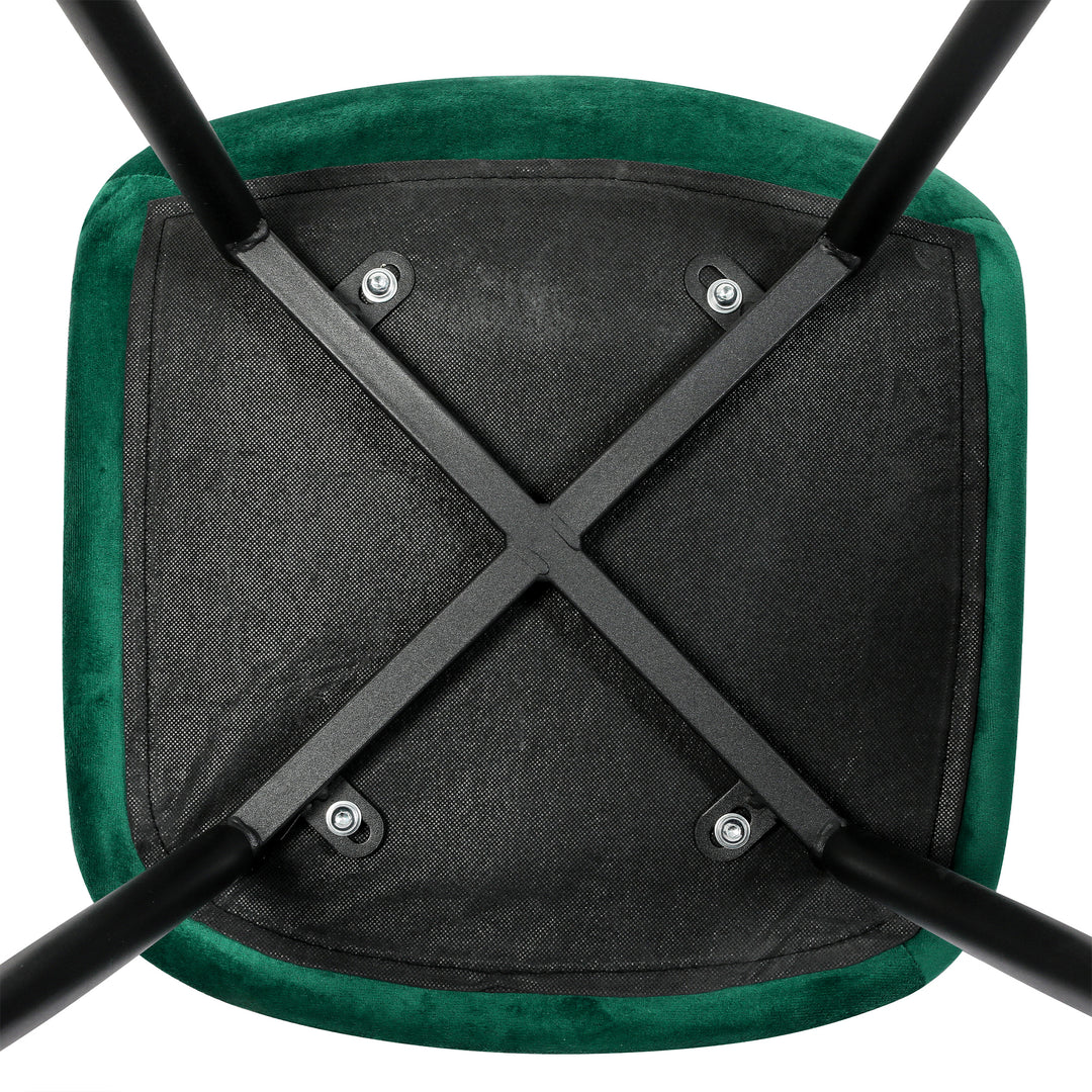 2x Dining Chairs Kitchen Eames Accent Chair Lounge Velvet Padded Green
