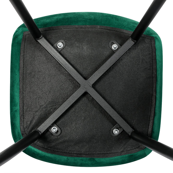 2x Dining Chairs Kitchen Eames Accent Chair Lounge Velvet Padded Green
