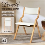 Levede 2x Dining Chairs Foldable PU Beige