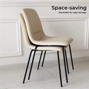 4xLevede Stackable PU Leather Dining Chairs Kitchen Beige