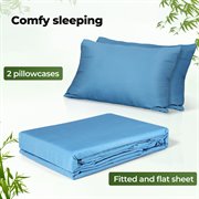 Dreamz 4pcs 100% Bamboo Bed Sheet Set in Blue Colour - Levede