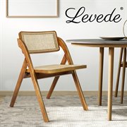 Levede 2X Foldable Rattan Dining Chairs Walnut
