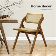 Levede 2X Foldable Rattan Dining Chairs Walnut