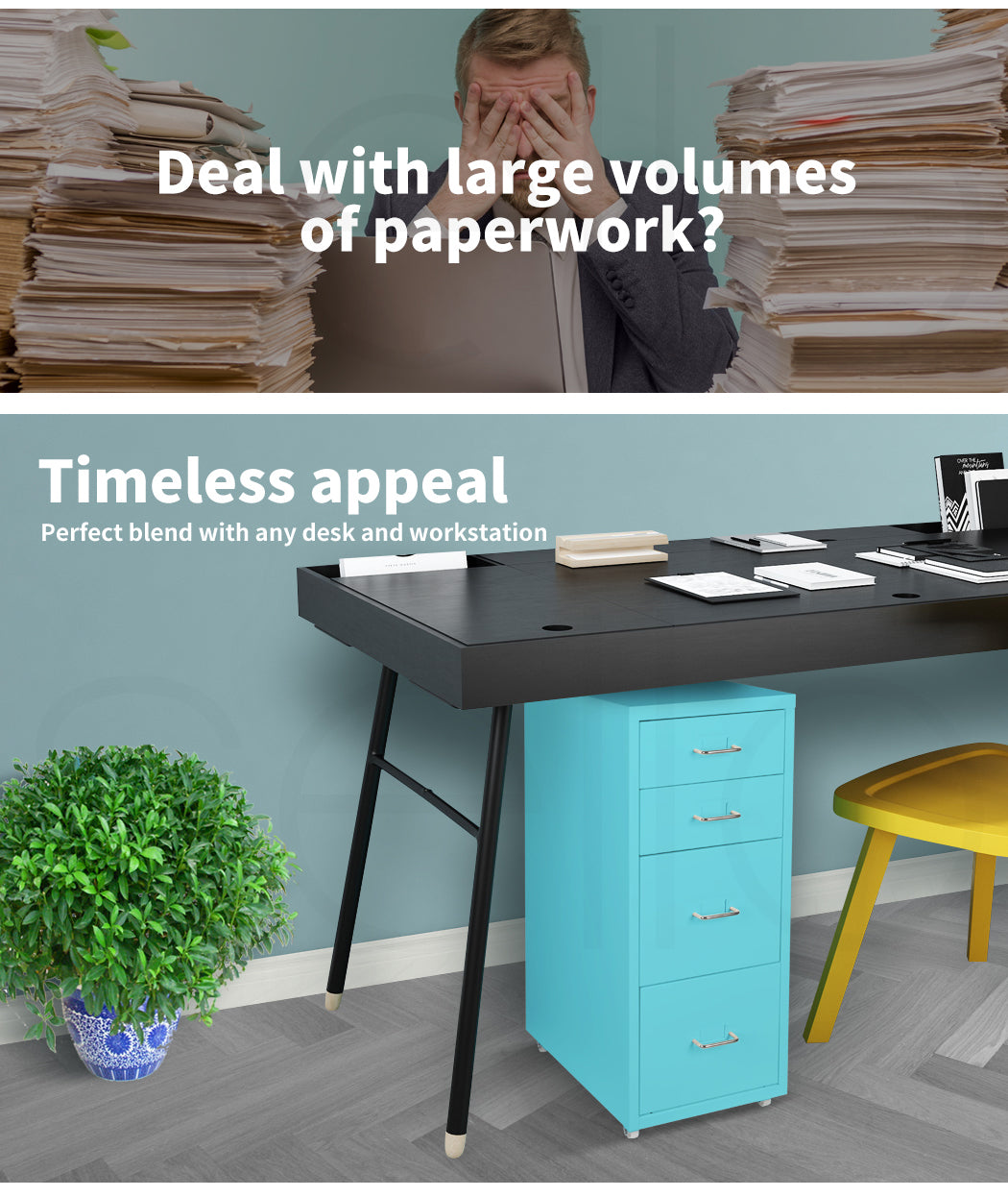 Levede 4 Drawer Office Drawers Cabinet 