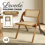 Levede 2X Foldable Rattan Dining Chairs Walnut