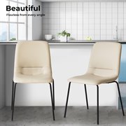 4xLevede Stackable PU Leather Dining Chairs Kitchen Beige