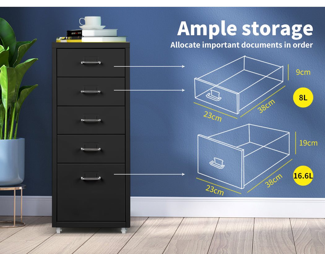 Levede 5 Drawer Office Cabinet Drawers 