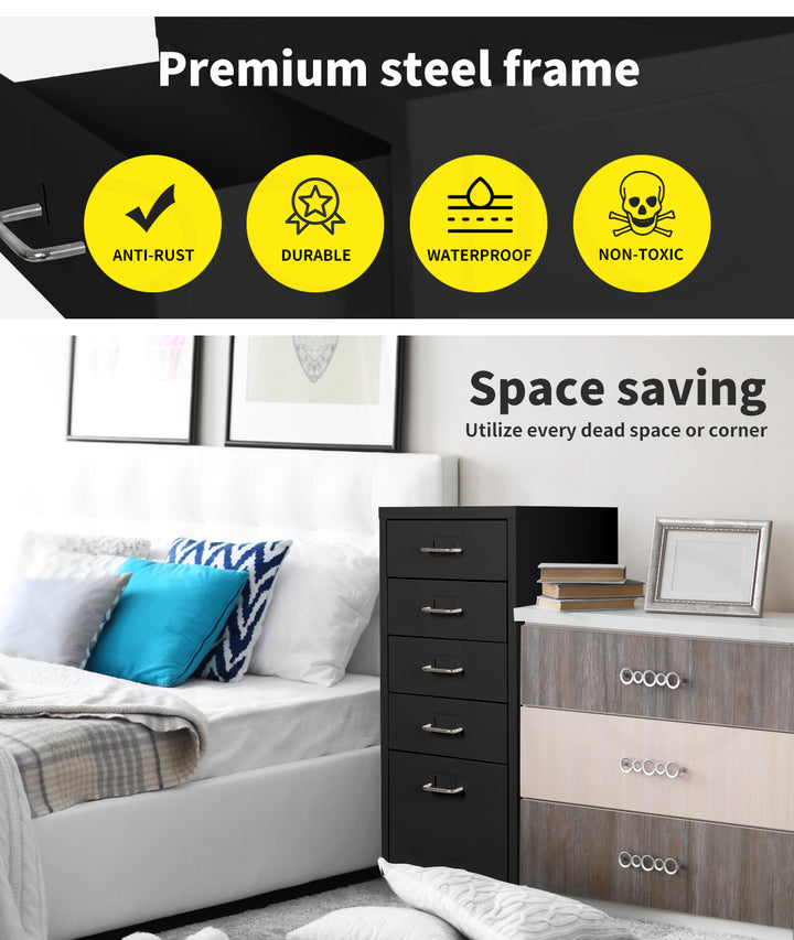 Levede 5 Drawer Office Cabinet Drawers 