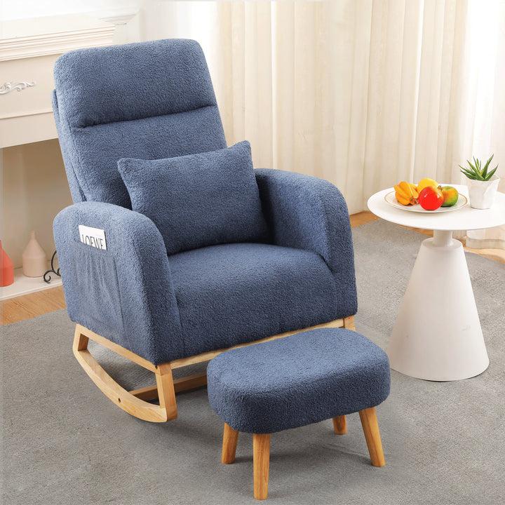 Levede Rocking Chair Rocker Armchair Lounge Sofa Ottoman Footstool Side Pocket - Levede