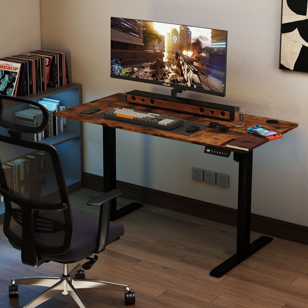 Electric Standing Desk Height Adjustable Gaming Desk 120cm Vintage Oak