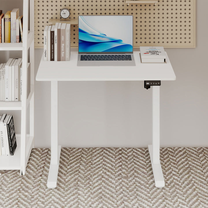 Electric Standing Desk Height Adjustable Gaming Desk Table 80cm White