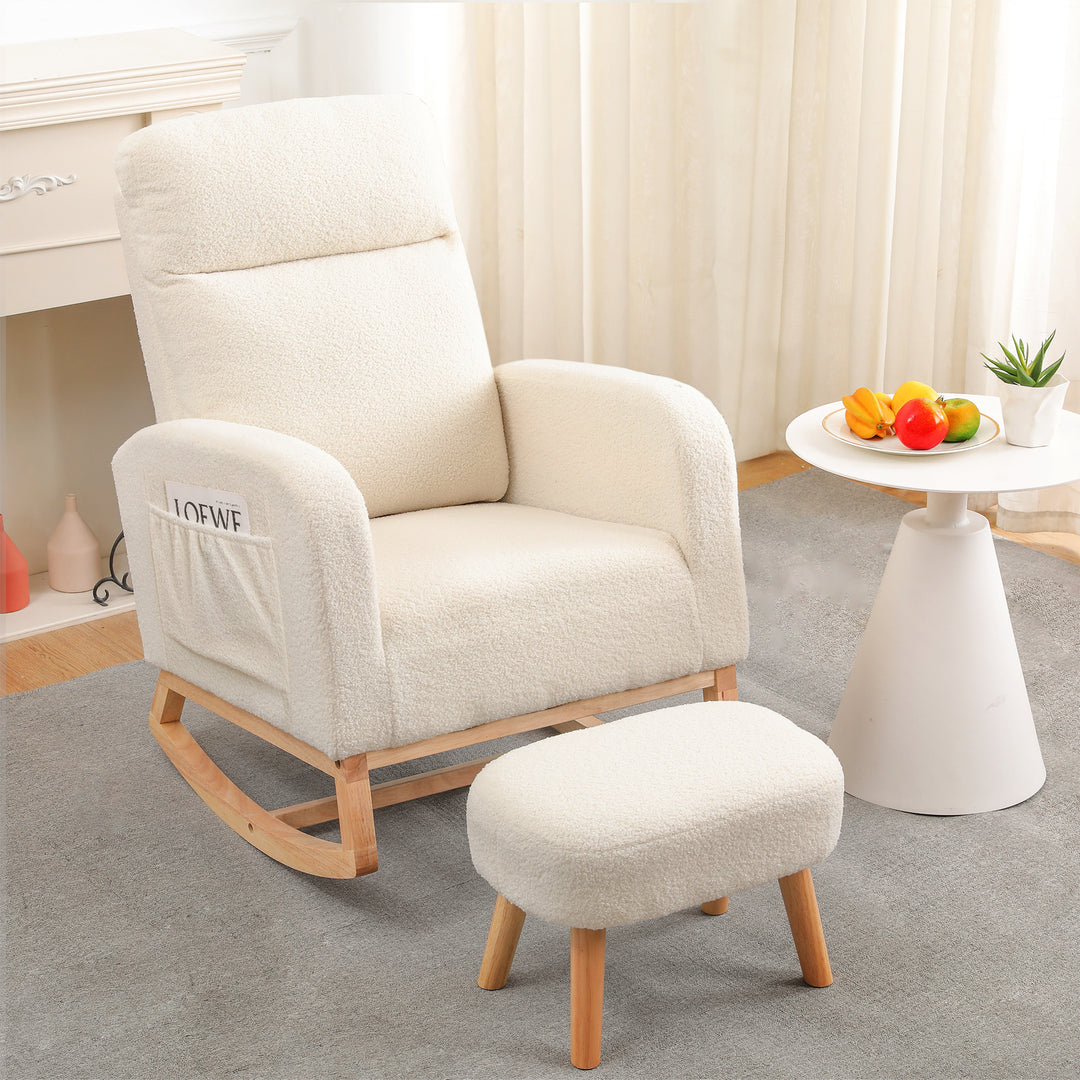 Levede Rocking Chair Rocker Armchair Lounge Sofa Ottoman Footstool Side Pocket