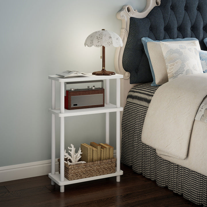 3‑Tier Side Table Bedside Table End Table Storage Shelf Compact White