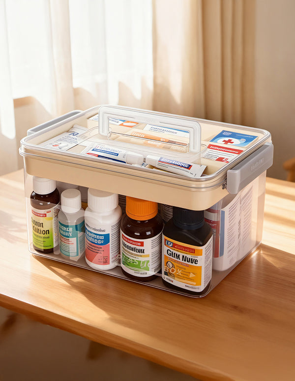 Medical Storage Box Large Capacity Two Layer Medicine Case Household
