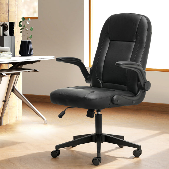 Executive Office Chair Adjustable Height Computer Work PU Leather Seat