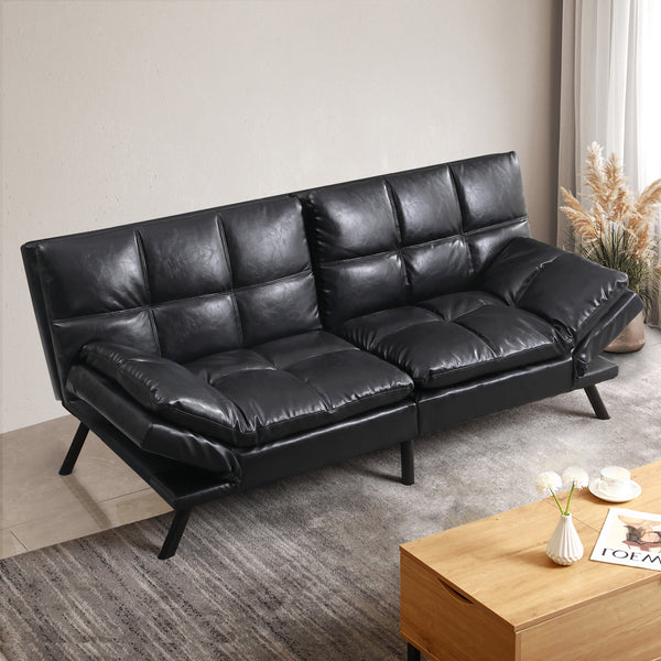 Sofa Bed Futon Recliner Lounge Couch Convertible PU Leather 3 Seater
