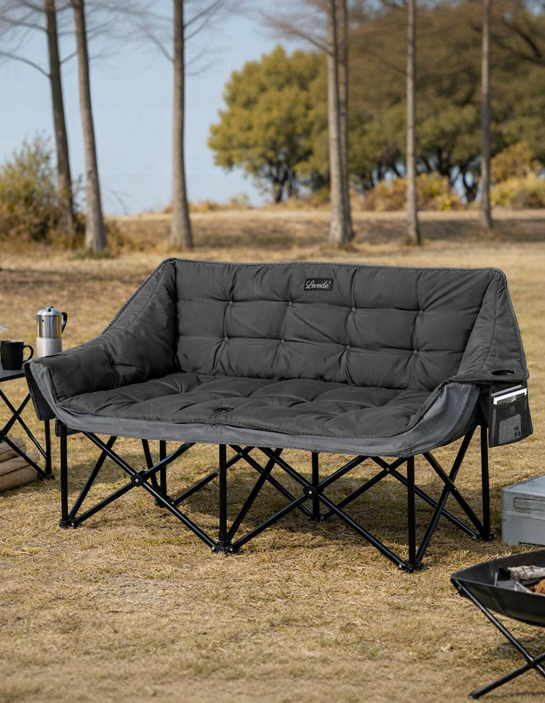 Double Camping Chair Folding Outdoor Portable Fishing Picnic Travel Seat