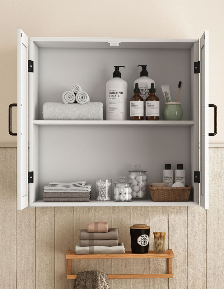 Wall Cabinet Hanging Mounted Kitchen Cupboard Storage Organiser White