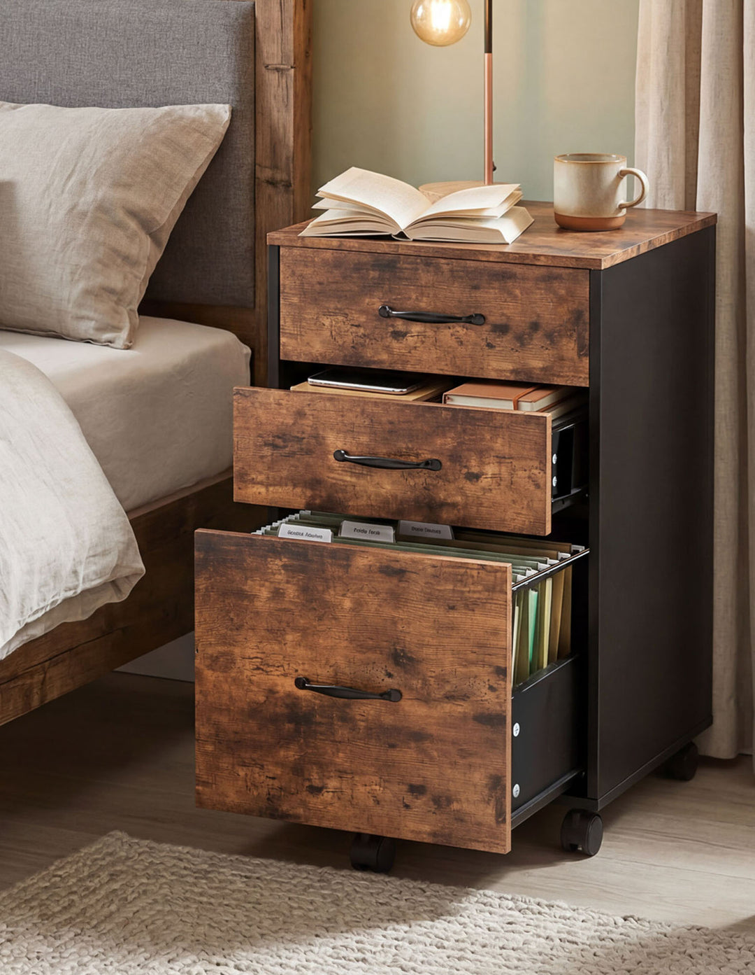 3-Drawer File Cabinet Mobile Filing Storage Cabinet Organiser Home Office