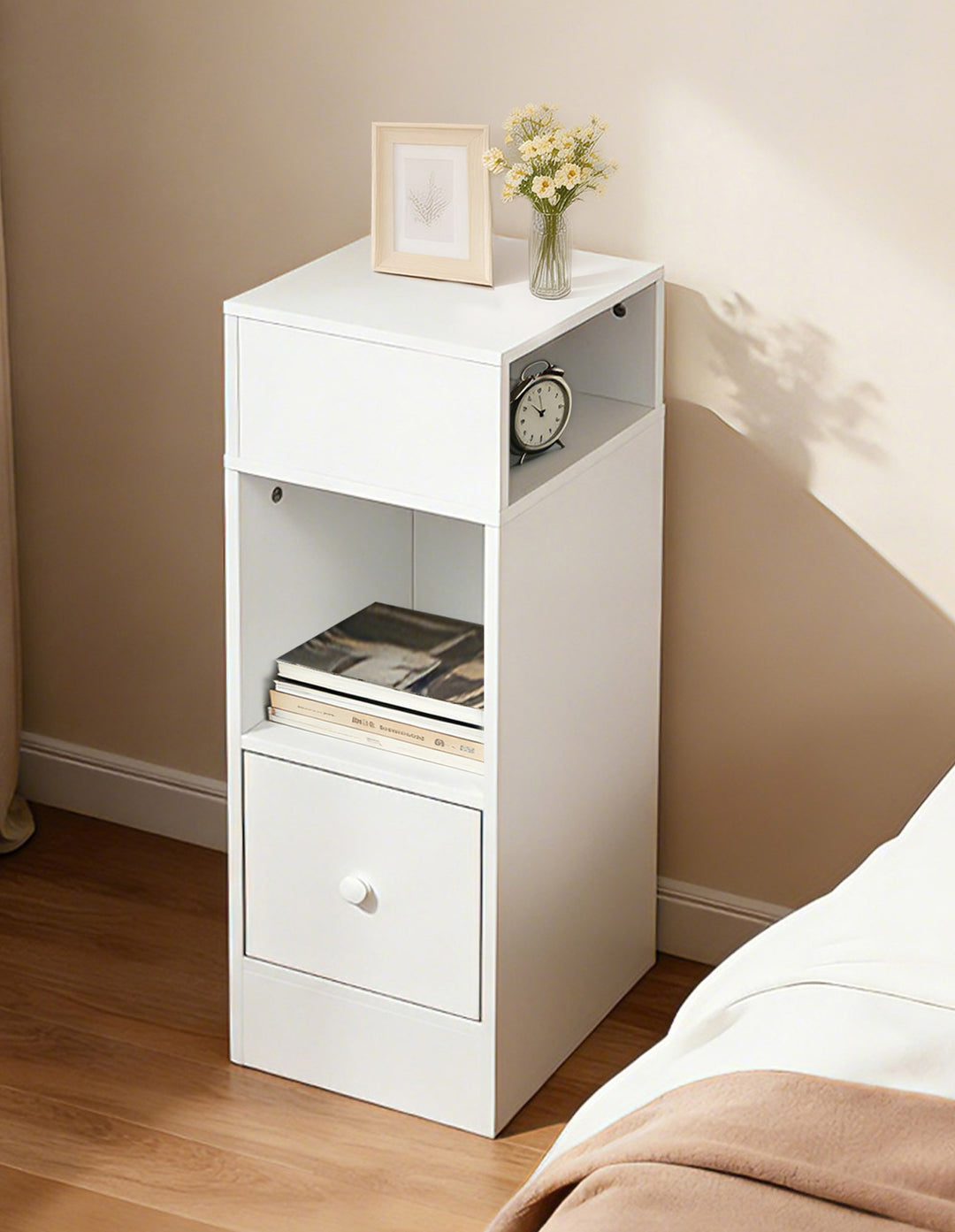 Slim Bedside Table Nightstand Side End Table Storage Bedroom Cabinet