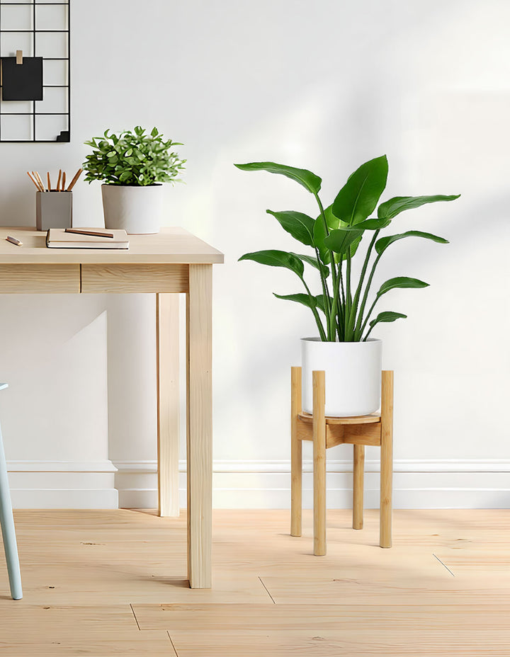 Bamboo Adjustable Plant Stand Indoor Outdoor Modern Display Stand Rack.