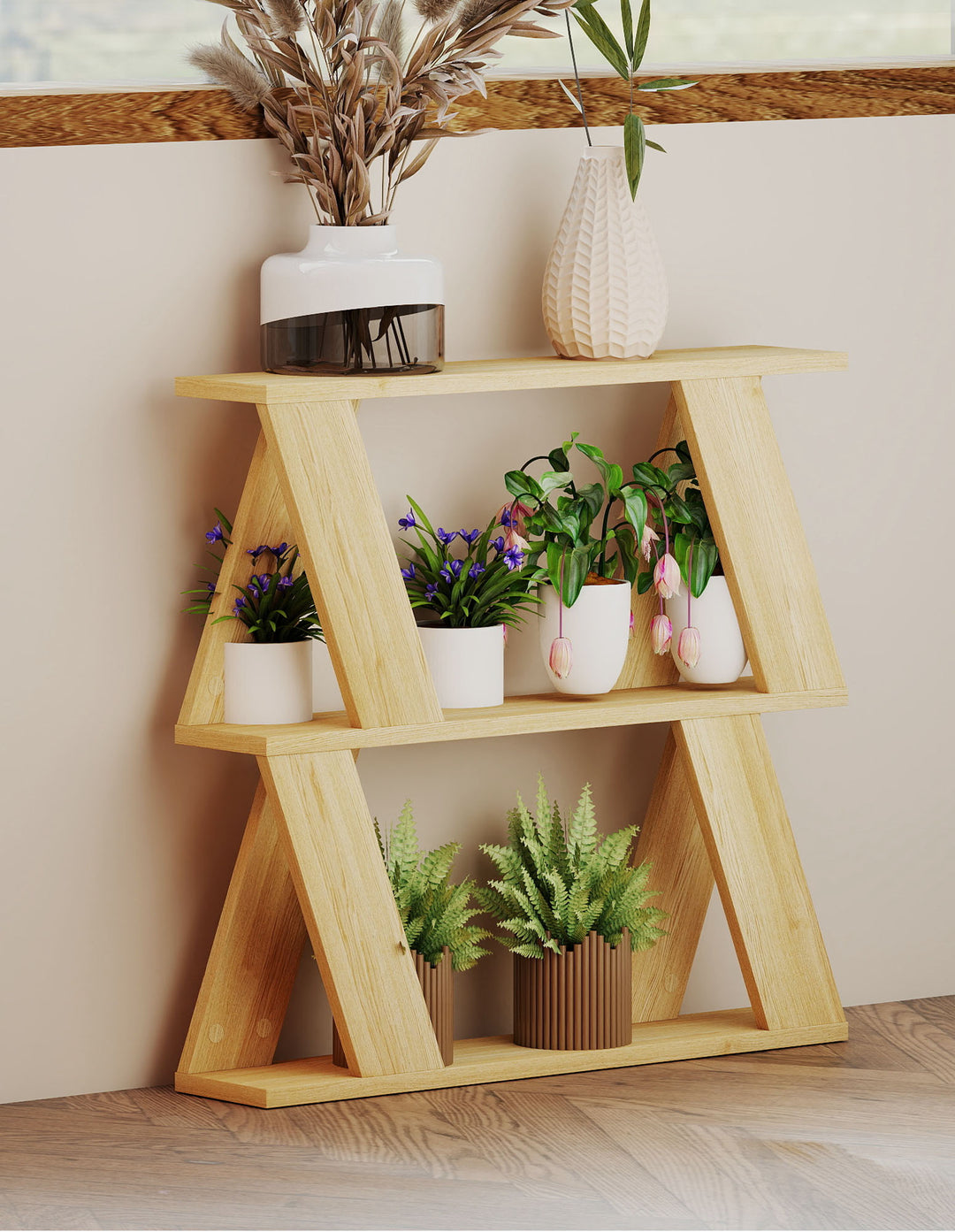 Slim Side Table with Magazine Rack Two-Tier Storage Compact Coffee Table