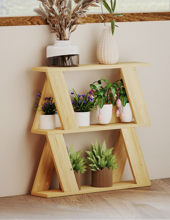Slim Side Table with Magazine Rack Two-Tier Storage Compact Coffee Table