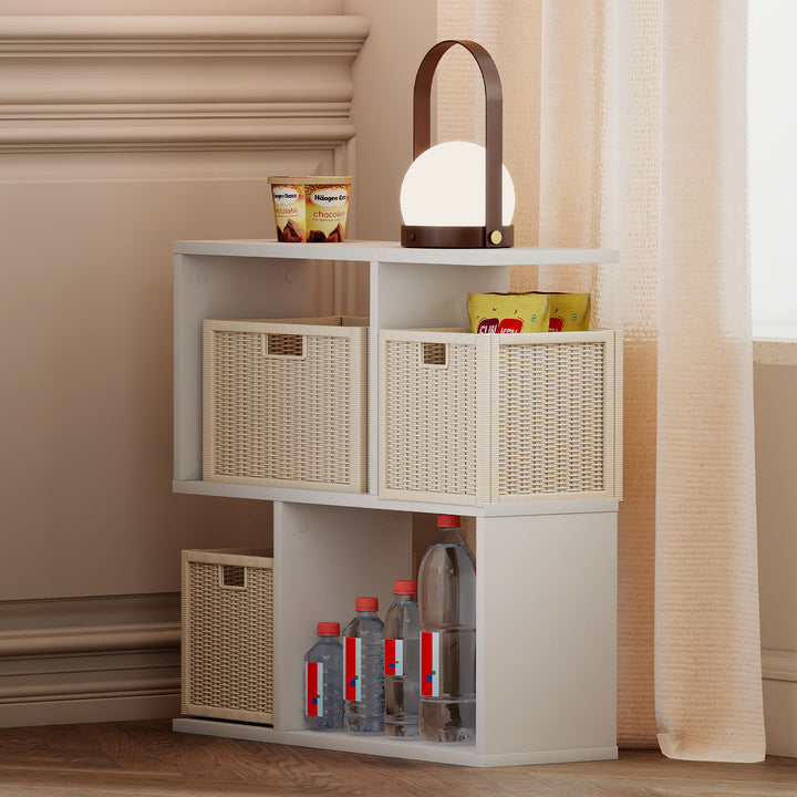 Narrow Side Table Slim 2 Tier Modern Bedside Table Deep Oak Nightstand