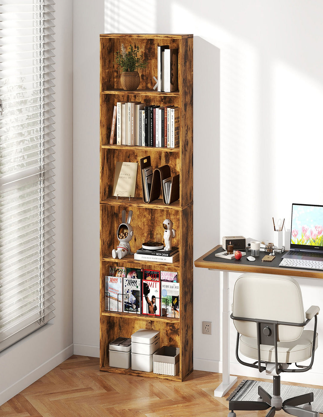 6 Tier Book Shelf Storage Shelves Bookcase Display Unit Organizer Cabinet