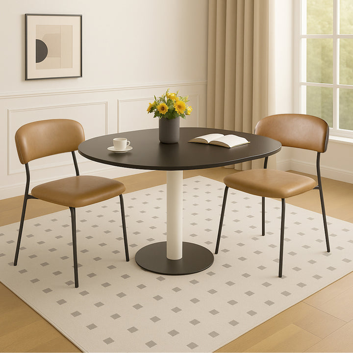 2x Dining Chairs PU Leather Padded Seat Kitchen Lounge Cafe Stackable