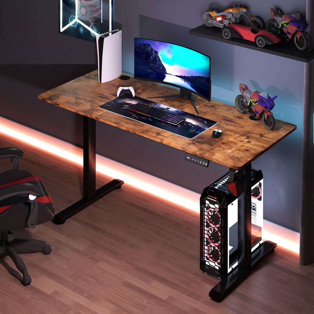 Electric Standing Desk Height Adjustable Gaming Desk 140cm Vintage Oak
