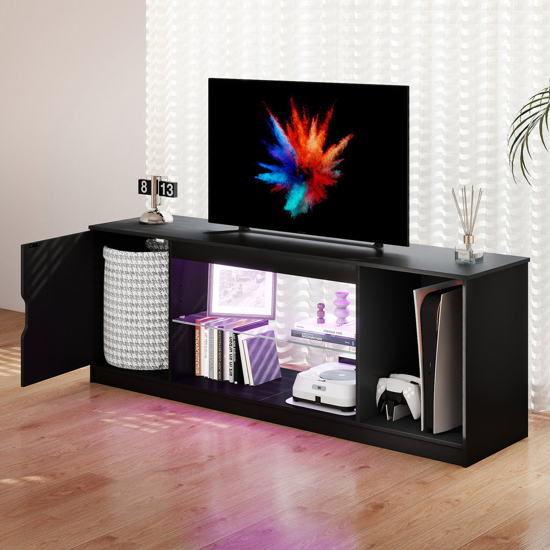 TV Stand Entertainment Unit TV Cabinet Stand Storage with LED Black