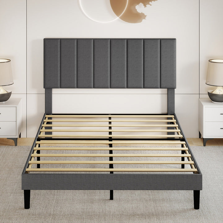 Bed Frame Upholstered Headboard Bedroom Mattress Sturdy Base