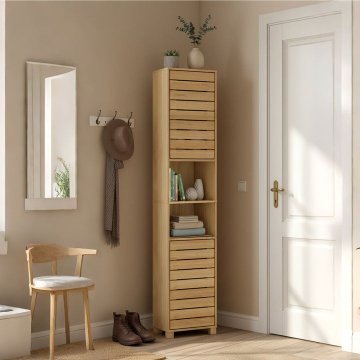 Tall Bathroom Cabinet Storage 165cm Tallboy Adjustable Shelf Cupboard