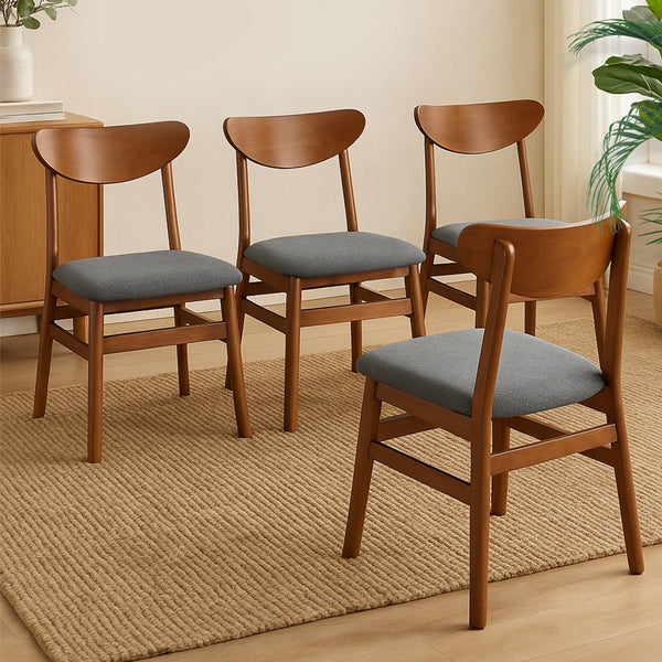 Linen Dining Chairs – Natural Wood Frame