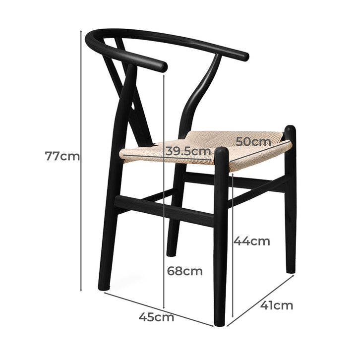 Black Wishbone Chair x 2 - Levede