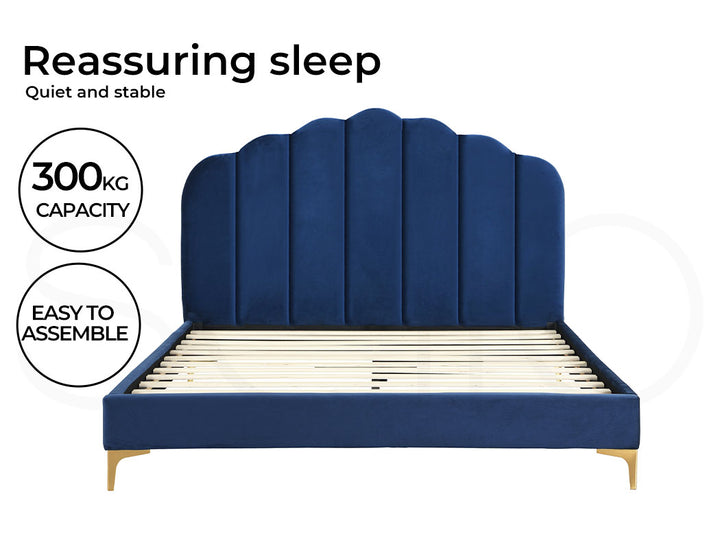 Bed Frame – Premium Velvet Padded Headboard