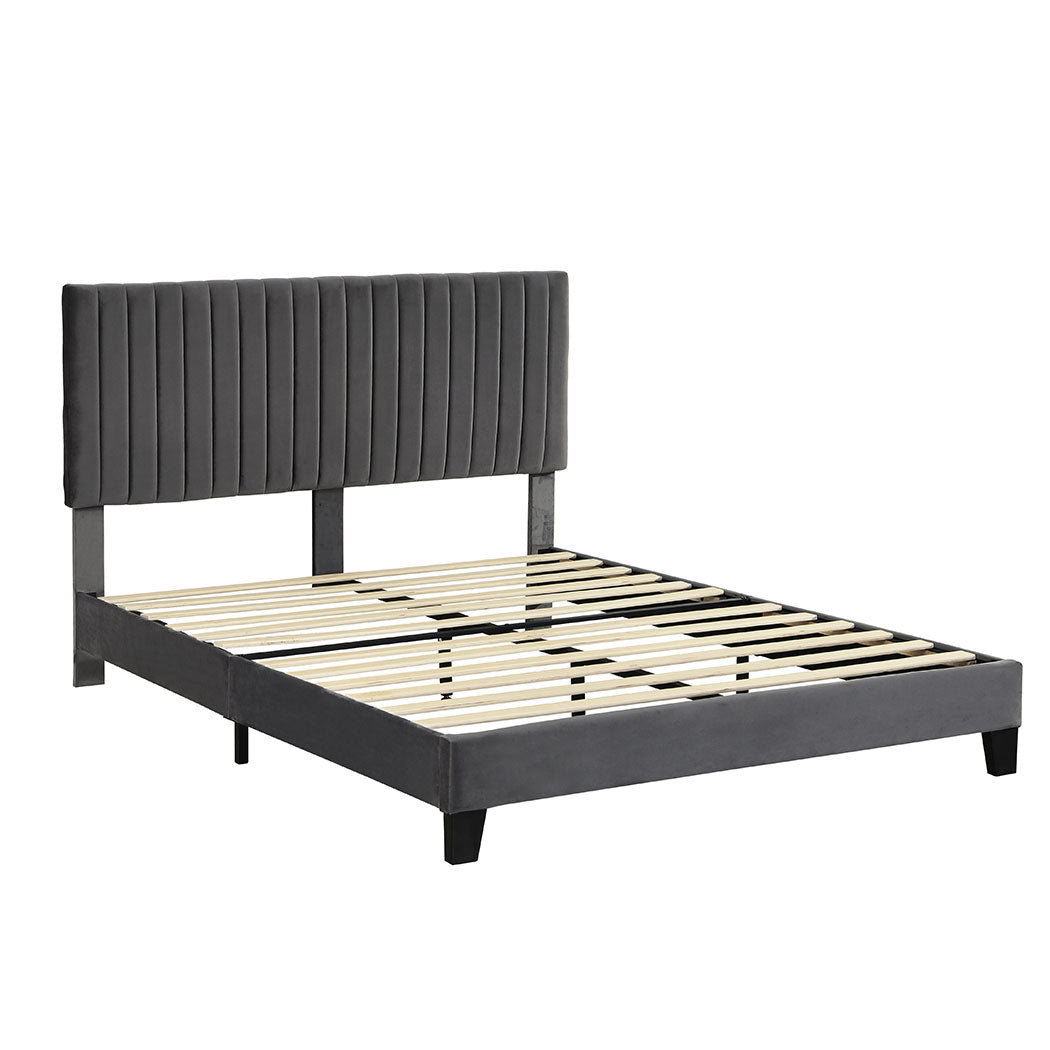 Bed Frame with Velvet Headboard
