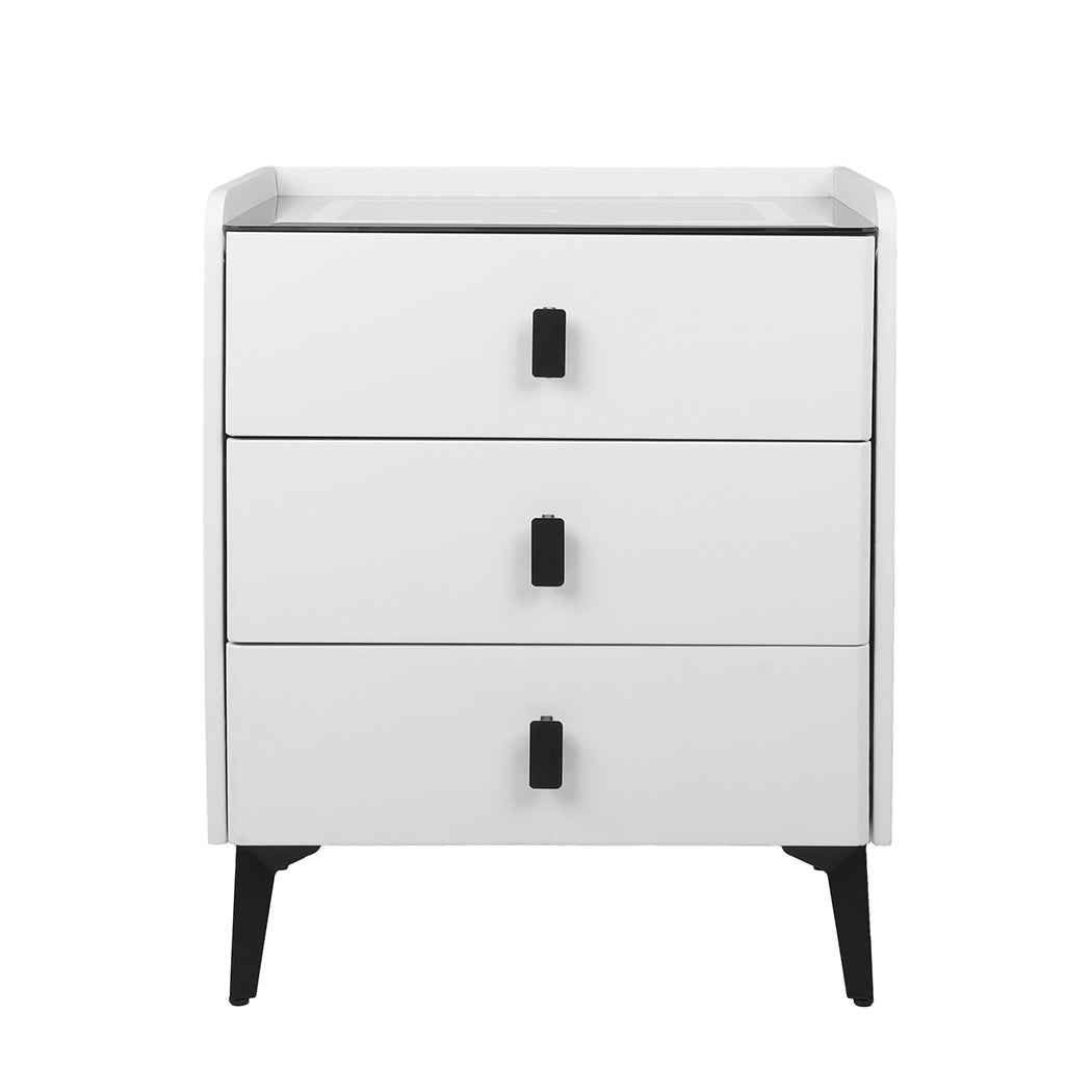 Levede Bedside Table with LED Lights and Storage Drawers 