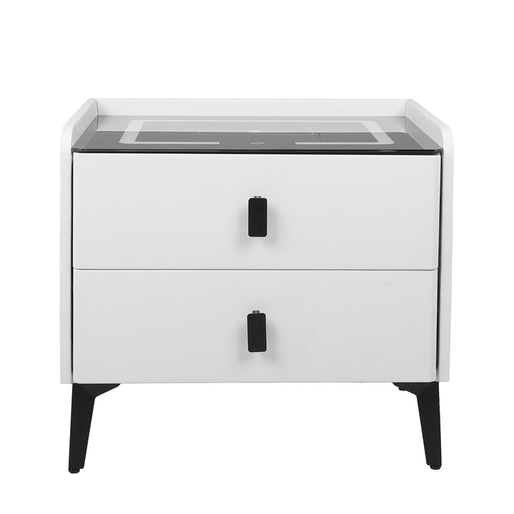 Bedside Table with LED Lights and Storage Drawers