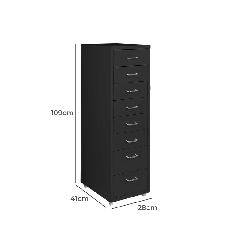 Black 8 Drawer Office Cabinet dimensions