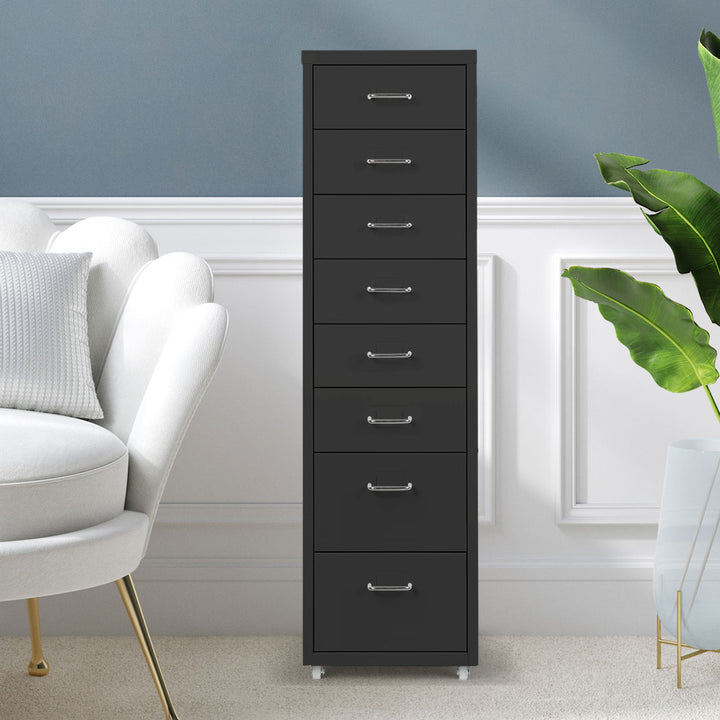 Black 8 Drawer Office Cabinet
