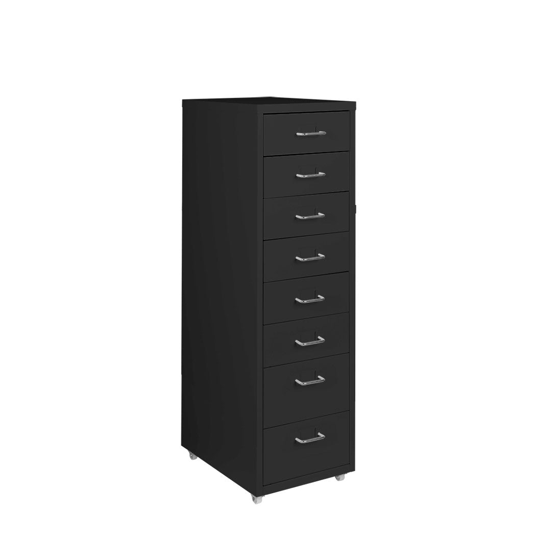 Black 8 Drawer Office Cabinet